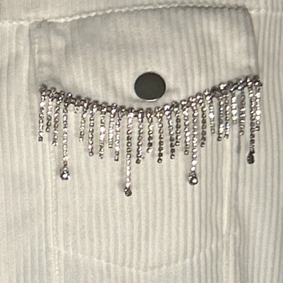 Savanna Jane White Corduroy Jacket with Silver Embellishments. Size Medium - Picture 5 of 6